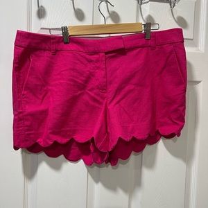 J Crew linen hot pink shorts scalloped hem